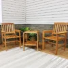 Sunnydaze Decor Sunnydaze Outdoor Meranti Wood With Teak Oil Finish Patio Table And Chairs Conversation Set - Brown - 3pc